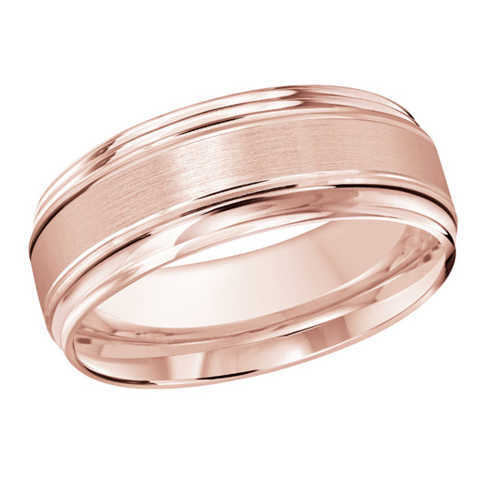 Malo 8mm 18k Pink Gold Carved Band