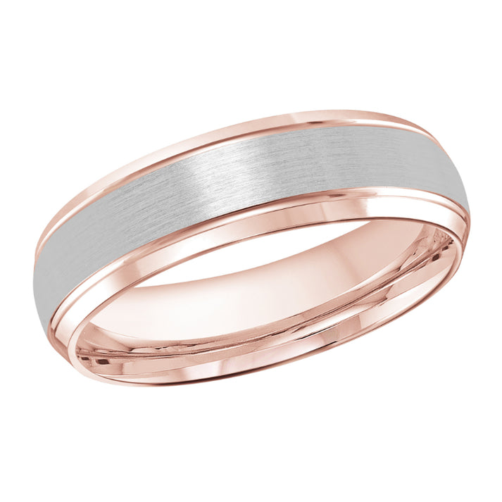 Malo 6mm 18k Pink & White Gold Carved Band