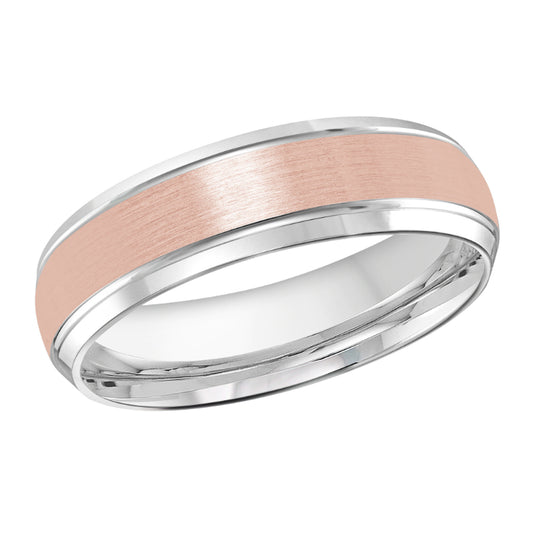 Malo 6mm 14k White & Pink Gold Carved Band