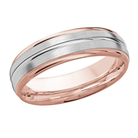 Malo 6mm 18k Pink & White Gold Carved Band