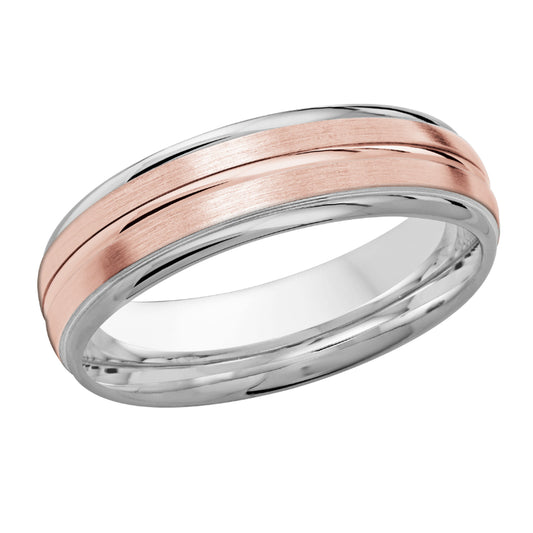 Malo 6mm 18k White & Pink Gold Carved Band