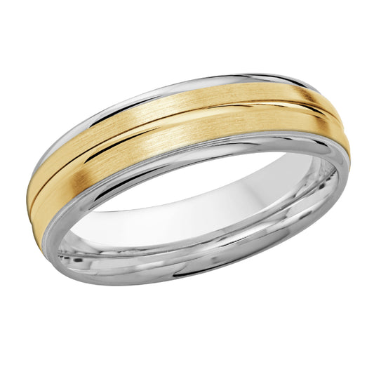 Malo 6mm 18k White & Yellow Gold Carved Band