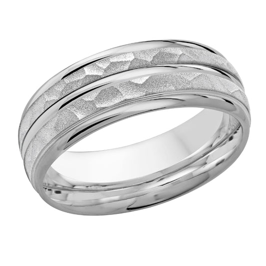 Malo 8mm 14k White Gold Carved Band