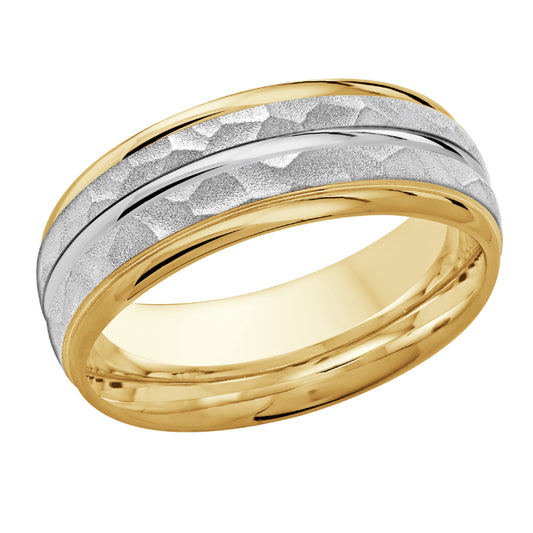 Malo 8mm 18k Yellow & White Gold Carved Band