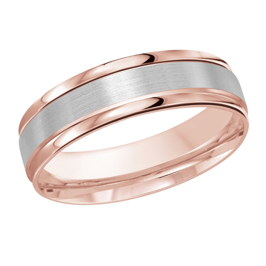 Malo 6mm 14k Pink & White Gold Carved Band