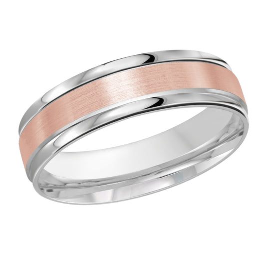 Malo 6mm 14k White & Pink Gold Carved Band