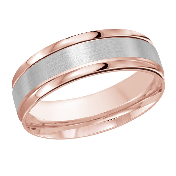 Malo 7mm 14k Pink & White Gold Carved Band