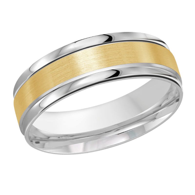 Malo 7mm 14k White & Yellow Gold Carved Band