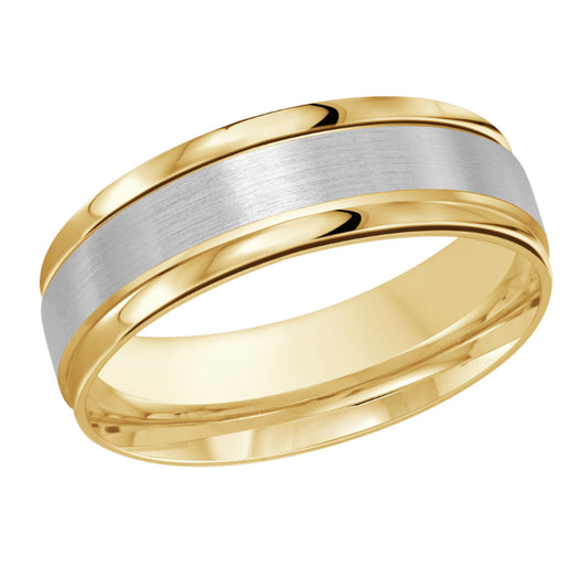 Malo 7mm 18k Yellow & White Gold Carved Band