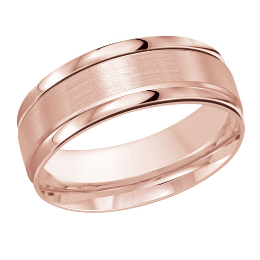 Malo 8mm 18k Pink Gold Carved Band