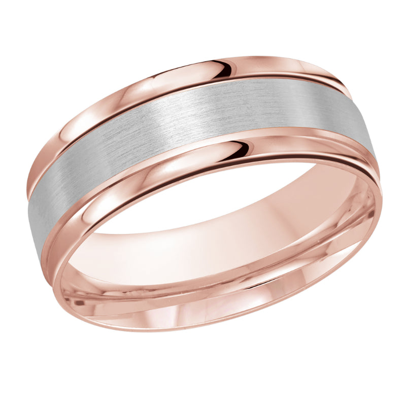 Malo 8mm 14k Pink & White Gold Carved Band