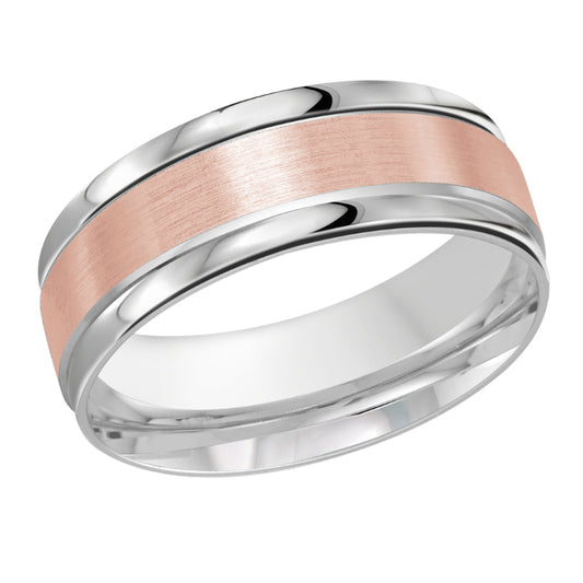 Malo 8mm 14k White & Pink Gold Carved Band