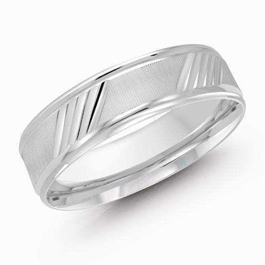 Malo 6mm 14k White Gold Carved Band