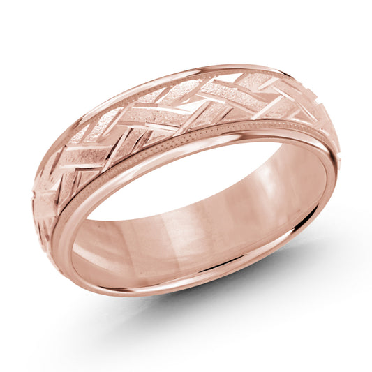 Malo 7mm 18k Pink Gold Carved Band