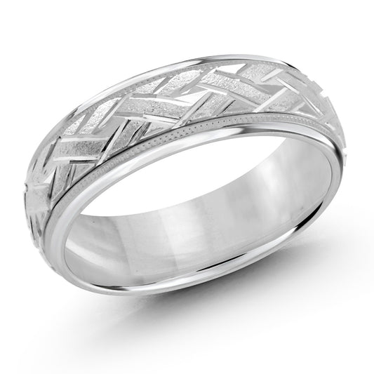 Malo 7mm 14k White Gold Carved Band