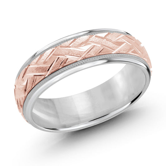 Malo 7mm 18k Pink Gold Carved Band