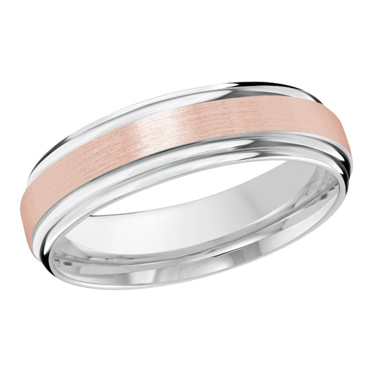 Malo 6mm 18k White & Pink Gold Carved Band