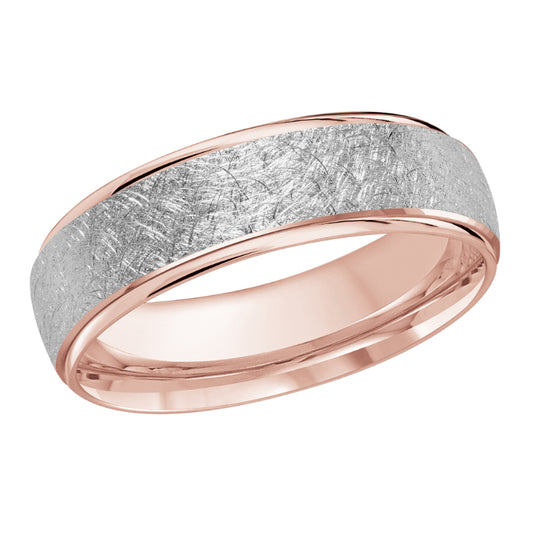 Malo 6mm 18k White & Pink Gold Carved Band