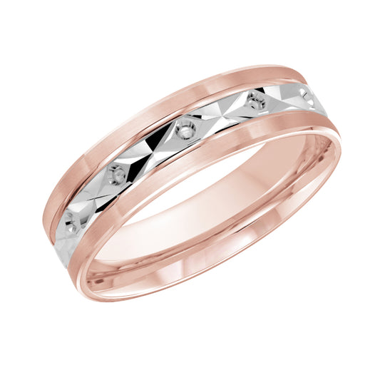 Malo 6mm 18k Pink & White Gold Carved Band