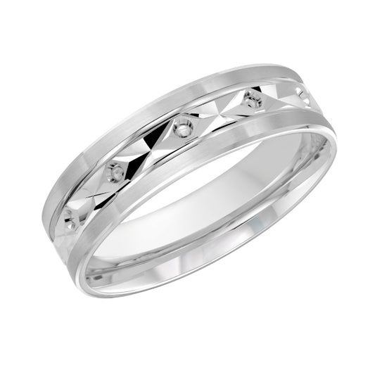 Malo 6mm 14k White Gold Carved Band