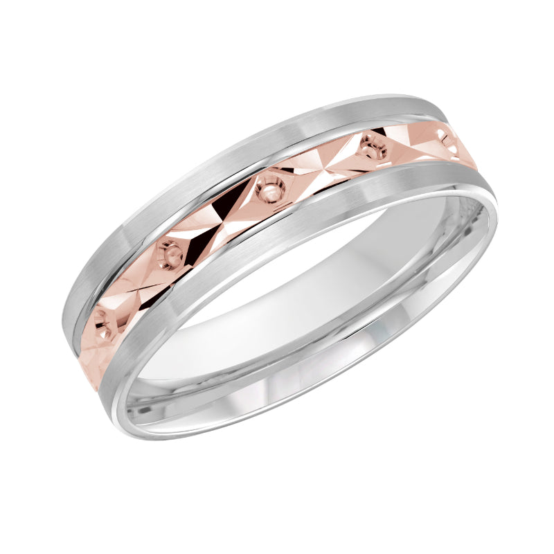 Malo 6mm 18k White & Pink Gold Carved Band