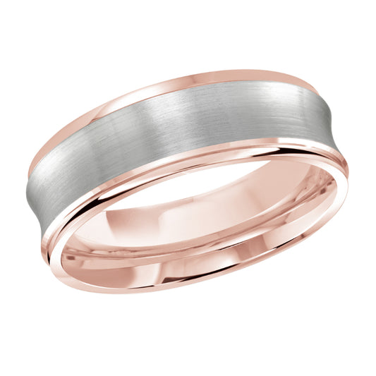 Malo 7mm 14k Pink & White Gold Carved Band