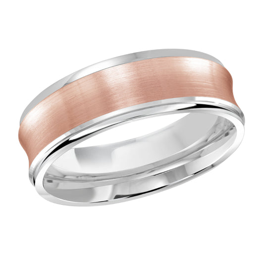 Malo 7mm 18k White & Pink Gold Carved Band