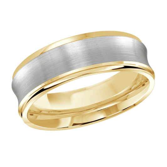 Malo 7mm 18k Yellow & White Gold Carved Band