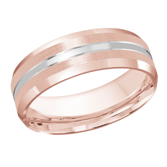 Malo 7mm 14k Pink & White Gold Carved Band