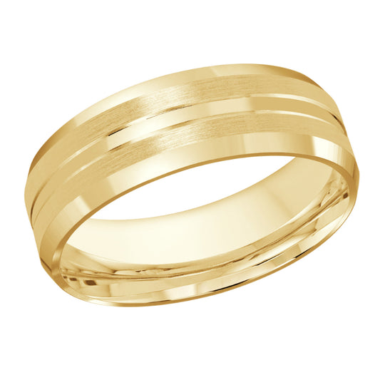 Malo 7mm 18k Yellow Gold Carved Band