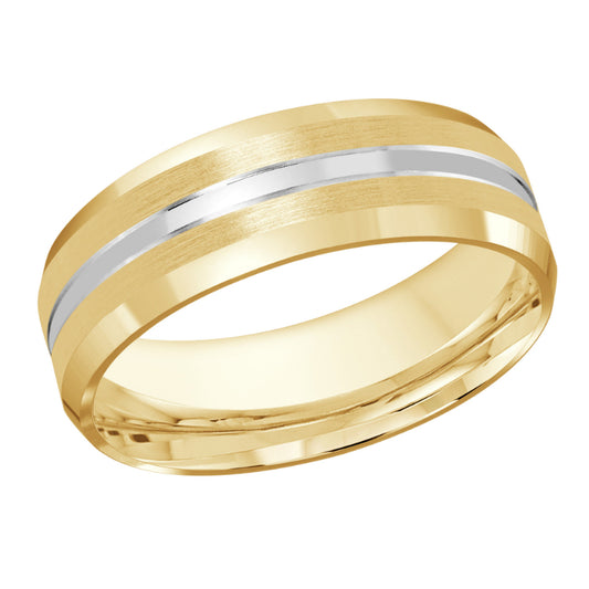 Malo 7mm 18k Yellow & White Gold Carved Band