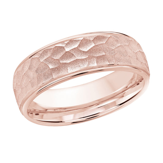 Malo 7mm 18k Pink Gold Carved Band