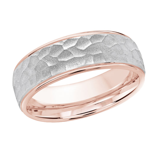 Malo 7mm 18k Pink & White Gold Carved Band