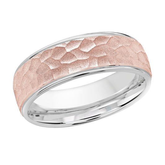 Malo 7mm 18k White & Pink Gold Carved Band