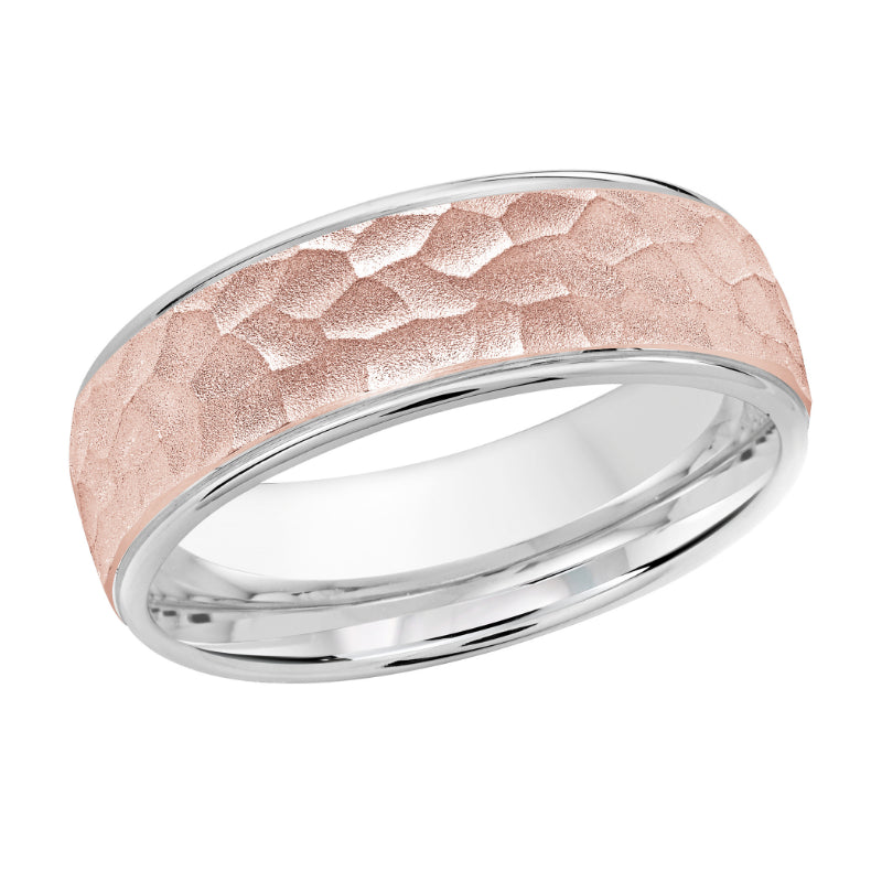 Malo 7mm 18k White & Pink Gold Carved Band