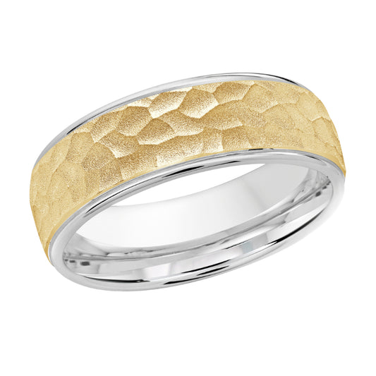 Malo 7mm 14k White & Yellow Gold Carved Band