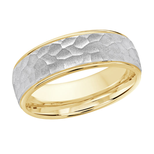 Malo 7mm 18k Yellow & White Gold Carved Band