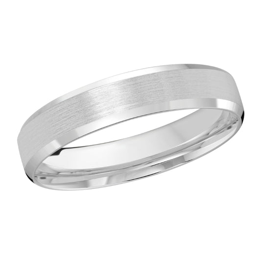 Malo 4mm 18k White Gold Carved Band