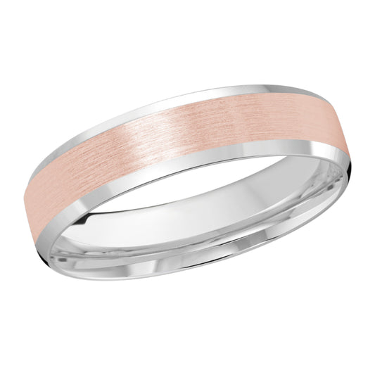 Malo 5mm 18k White & Pink Gold Carved Band