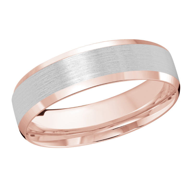 Malo 6mm 18k Pink & White Gold Carved Band