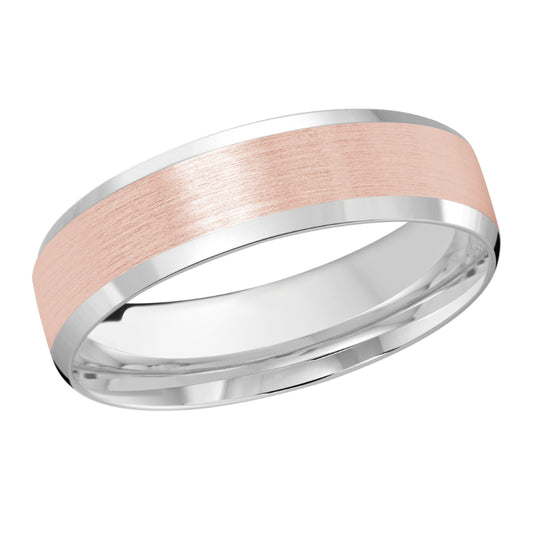 Malo 6mm 18k White & Pink Gold Carved Band