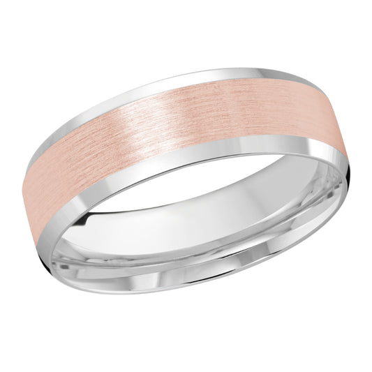 Malo 7mm 18k White & Pink Gold Carved Band