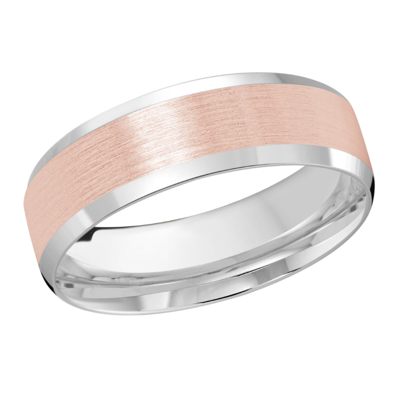 Malo 7mm 14k White & Pink Gold Carved Band