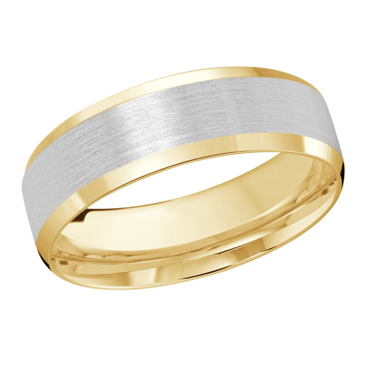 Malo 7mm 18k Yellow & White Gold Carved Band