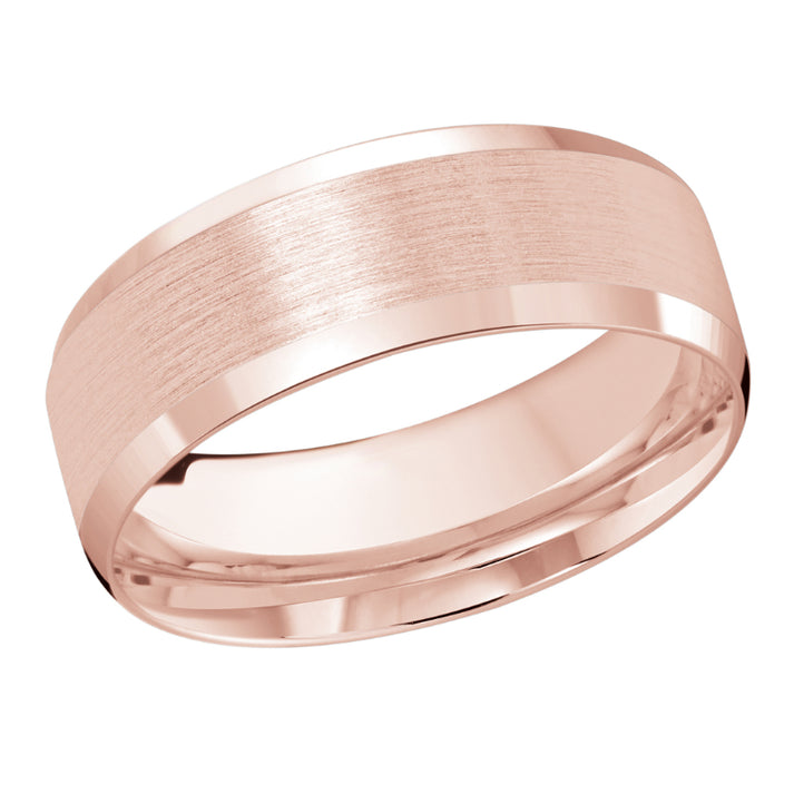 Malo 8mm 18k Pink Gold Carved Band