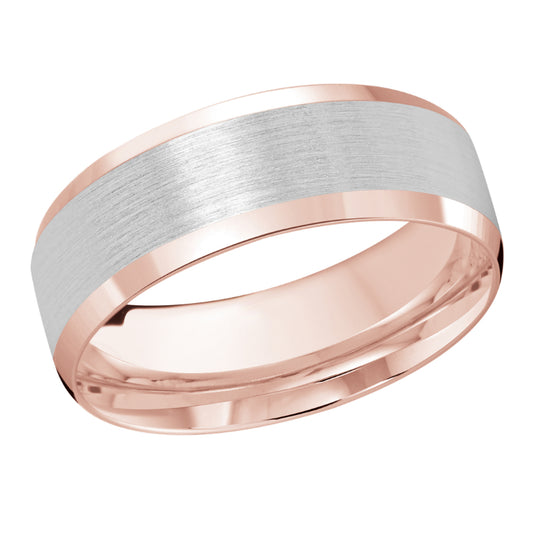 Malo 8mm 14k Pink & White Gold Carved Band