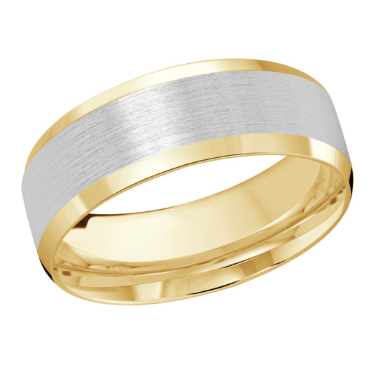 Malo 8mm 18k Yellow & White Gold Carved Band