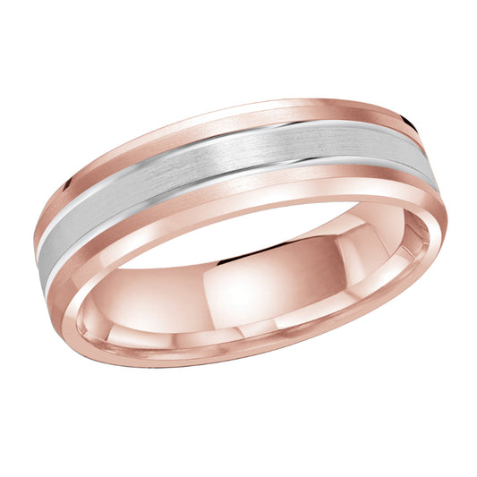 Malo 6mm 18k Pink & White Gold Carved Band