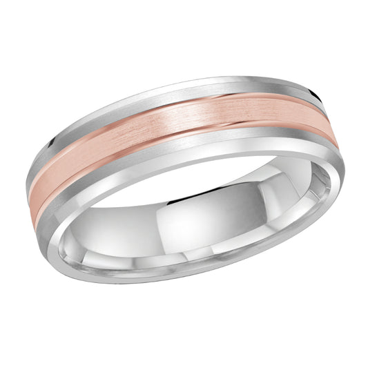 Malo 6mm 14k White & Pink Gold Carved Band