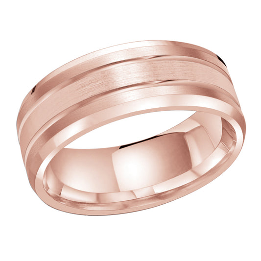 Malo 8mm 14k Pink Gold Carved Band